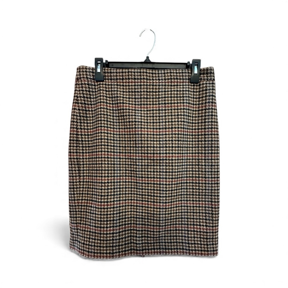 NWT 2017 Deadstock J. Crew Houndstooth Pencil Skirt - Black, Red & Brown Size 6
